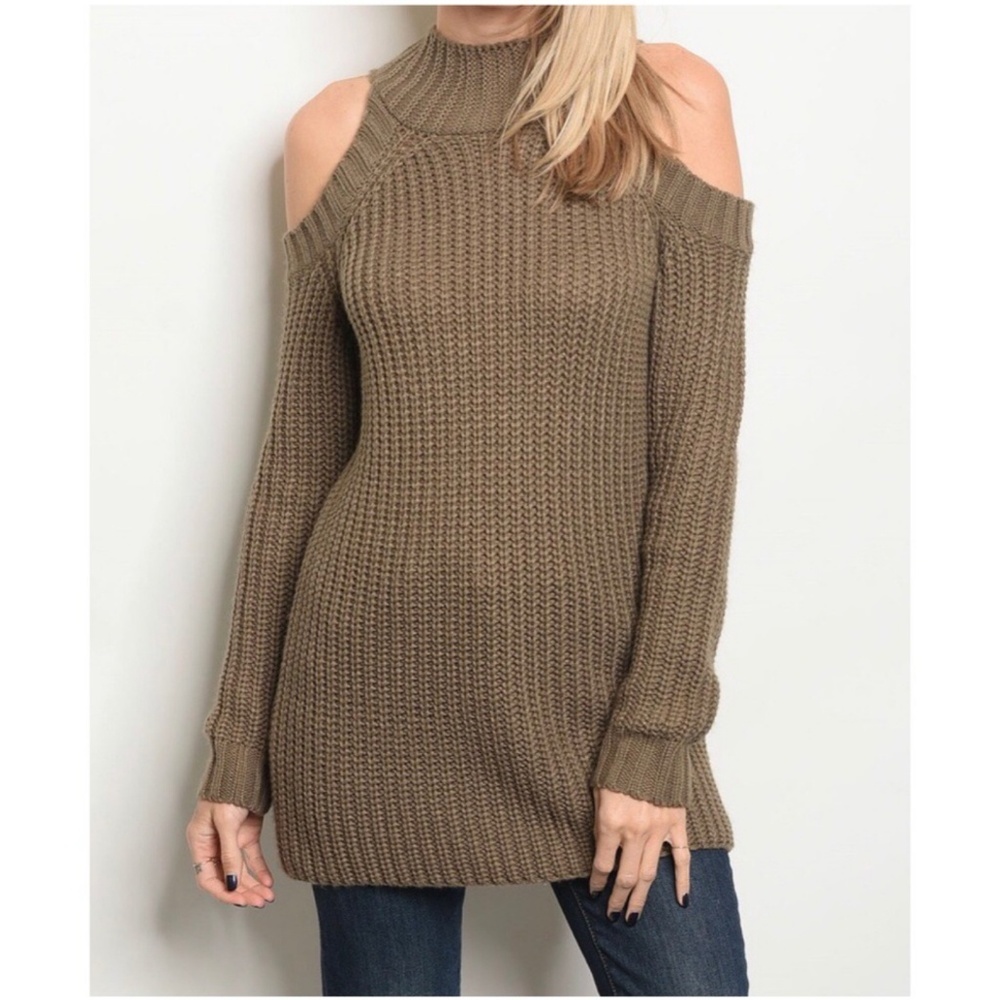 💗 Last 1! Mauve Cold Shoulder Chunky Knit Sweater - Picture 8 of 8